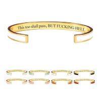 This Too Shall Pass Mantra Cuff Bracelet, This Too Shall Pass Color Cuff Bracelet, But Wtf But F Hell Bracelets, But Fucking Hell Engarved Motivational Bangle Bracelets (White)