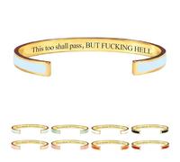 This Too Shall Pass Mantra Cuff Bracelet, This Too Shall Pass Color Cuff Bracelet, But Wtf But F Hell Bracelets, But Fucking Hell Engarved Motivational Bangle Bracelets (Light blue)