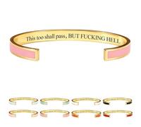 This Too Shall Pass Mantra Cuff Bracelet, This Too Shall Pass Color Cuff Bracelet, But Wtf But F Hell Bracelets, But Fucking Hell Engarved Motivational Bangle Bracelets (Pink)