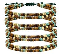 This Too Shall Pass Morse Code Bracelet, But Fucking Hell Hidden Message Bracelet, Tiger Eye Turquoise Double Layer Beaded Wrap Bracelets, Motivational Gift for Women (4pcs)