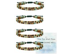 This Too Shall Pass Morse Code Bracelet, But Fucking Hell Hidden Message Bracelet, Tiger Eye Turquoise Double Layer Beaded Wrap Bracelets, Motivational Gift for Women (4pcs)