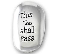 This Too Shall Pass Polished Silver Coloured Metal Thumb Stone Pocket Token Keepsake 4 cm 2.7cm with LOVE token