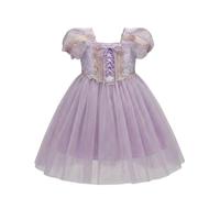 This Trendy Swan Princess Rapunzel Dress for Girls, Lilac Tulle Costume with Embroidered Corset, Braided Wig and Crown, Halloween Christmas Carnival Birthday Cosplay (Dress Only, 2-3 Years)