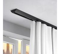 This Ultra-Thin Invisible Curtain Rod for Ceiling 3.6m Silent Aluminum Rod with Hooks No Drill Installation Black Single Rail for Bedroom & Living Room Décor