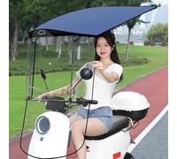 This Universal Electric Motorcycle Sunshade Cover, Foldable Electric Tricycle Cover Canopy, HD Transparent Board, Electric Scooter Umbrella Waterproof Accessories(Blue B)