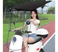 This Universal Electric Motorcycle Sunshade Cover, Foldable Electric Tricycle Cover Canopy, HD Transparent Board, Electric Scooter Umbrella Waterproof Accessories(Black)