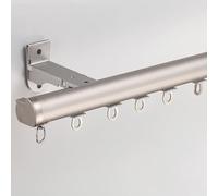 This Wall Or Ceiling Mount Curtain Track Set Curtain Single Rail For Space 3ft - 17ft Wide Curtain Rod With Roller, Easy Cutting(Color:01-Wall,Size:A-2.6m(1.3m*2))