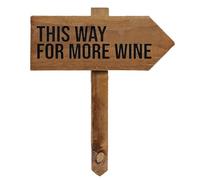This Way For More Wine Sign with Stake, Wooden Arrow Pointing Right or Left, Party Pub Shop Outdoor Garden Sign
