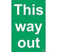 This Way Out Sign - Self Adhesive Sticker 300mm x 200mm