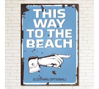 This Way To The BEACH Retro Metal Sign Man Cave Bar Pub Plaque Vintage Gift
