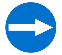 This way. White arrow on blue background. Floor sticker, version 2 - Self adhesive floor graphic (200mm x 200mm)