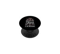 This Wife Runs On Jesus And Lacrosse PopSockets Adhesive PopGrip