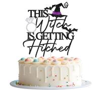This Witch is Getting Hitched Cake Topper, Halloween Bachelorette Cake Decorations, Boo to Be, Halloween Bridal Shower Wedding Bachelorette Party Decorations Glitter