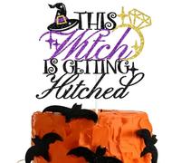 This Witch is Getting Hitched Cake Topper, Halloween Bachelorette Decor | Till Death, Bride or Die, Halloween Witch Theme Bridal Shower Engagement Wedding Party Decorations