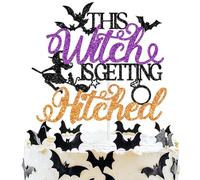 This Witch is Getting Hitched Cake Topper, Till Death Do Us Part, Halloween Witch Bridal Shower Wedding Engagement Bachelorette Party Decorations Supplies