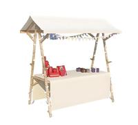 This Wooden Market Stall Carts Display Stand -Canopy And Tablecloth, Foldable Vendor Booth For Craft Shows, Farmers Markets, And Street Vending(47.2in/120cm)