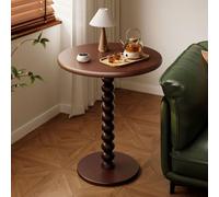 This Wooden Round Side Table,Vintage End Table for Living Room Bedroom,Accent Table with Pedestal,Nightstand for Small Spaces Sofa Couch & Office,Plant Display Stand(B)