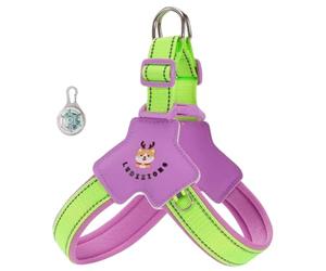 This Y-shaped anti-pull dog harness is designed specifically for Australian Cattle Dog, featuring an LED light and reflective strips, and a comfortable, breathable, padded vest. fuchsia XL
