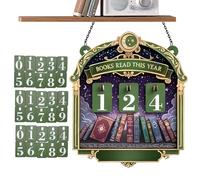 This Year Read Book Counter | Wooden Table Decoration,Read Book Counter Poster With 30 Number Plate,For Study Office Library Shelf Corner Home Bedroom