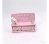 This Year's Reading Book tag, 3D Printed Book Reading Record Ornament, Practical Reading Challenge, Bookshelf Decoration Reading Counter. (Pink)