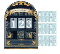 This Year's Reading Counter, Wooden Book Reading Tracker with 0-9 Digits for Reading this Year, Suitable for Students, Readers, Teachers, Writers, and Library Enthusiasts as Bookshelf Decorations, Exq
