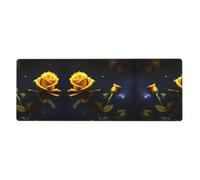 This Yellow Roses Starry Night Keyboard and Mouse pad, 12x31.5 inches in Size, is Designed for Computers, Consoles, Offices, and is Also Suitable for Games and Study.