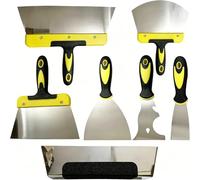 This7-piece Drywall Tool Set, Made of Stainless steelwith Soft, Non-Slip Handles, is Suitable for Working with Drywall, Filling Putty, Peeling Wallpaper, DIY renovations, Painting, and Home Cleaning.