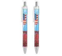 THisdownd Brick Wall U.S. Flag Ballpoint Retractable Pen 0.5mm Smooth Writing Black Ink Ball Point Note Taking Accessories For Office 2 PCS