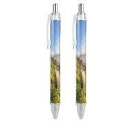 THisdownd Castle Scottish Countryside Sheeps Ballpoint Retractable Pen 0.5mm Smooth Writing Black Ink Ball Point Note Taking Accessories For Office 2 PCS