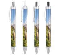 THisdownd Castle Scottish Countryside Sheeps Ballpoint Retractable Pen 0.5mm Smooth Writing Black Ink Ball Point Note Taking Accessories For Office 4 PCS
