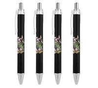 THisdownd Common Butterfly Flowers Ballpoint Retractable Pen 0.5mm Smooth Writing Black Ink Ball Point Note Taking Accessories For Office 4 PCS