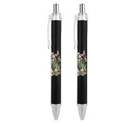 THisdownd Common Butterfly Flowers Ballpoint Retractable Pen 0.5mm Smooth Writing Black Ink Ball Point Note Taking Accessories For Office 2 PCS