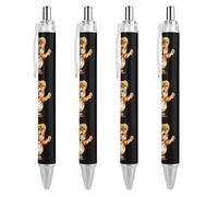 THisdownd Funny Tiger Mexico Taco Hat Retractable Ballpoint Pen Black Ink 0.5mm Fine Point Pens Office Supplies