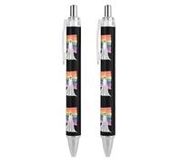 THisdownd Ghost Gay Pride Flag Retractable Ballpoint Pen Black Ink 0.5mm Fine Point Pens Office Supplies