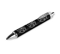 THisdownd Inverted Pentacle Pewter Satanic Goat Retractable Ballpoint Pen Black Ink 0.5mm Fine Point Pens Office Supplies