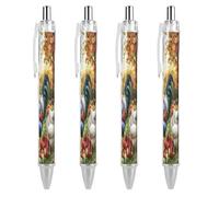 THisdownd Rooster And Hens Farm Ballpoint Retractable Pen 0.5mm Smooth Writing Black Ink Ball Point Note Taking Accessories For Office 4 PCS