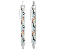 THisdownd Rooster And Hens Retractable Ballpoint Pen Black Ink 0.5mm Fine Point Pens Office Supplies