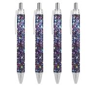 THisdownd Sequin Sparkle Shimmer Glitter Retractable Ballpoint Pen Portable Blue Ink Ball Point Pen Work Pens for Home Office 4 PCS