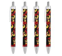 THisdownd Spain Flag Nation Spirit Ballpoint Retractable Pen 0.5mm Smooth Writing Black Ink Ball Point Note Taking Accessories For Office 4 PCS