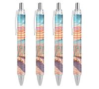 THisdownd Sunrise at The Beach Retractable Ballpoint Pen Black Ink 0.5mm Fine Point Pens Office Supplies