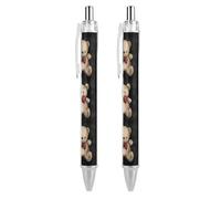 THisdownd Teddy Bears Pattern Ballpoint Retractable Pen 0.5mm Smooth Writing Black Ink Ball Point Note Taking Accessories For Office 2 PCS