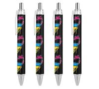 THisdownd Transgender Pride Heart Love Retractable Ballpoint Pen Black Ink 0.5mm Fine Point Pens Office Supplies