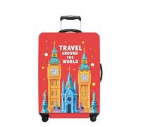 THISFIND Luggage Cover Washable Suitcase Protector Anti-Scratch,Stretchable Fit for 18-32Inch Luggage Durable Travel Bag Cover with Zipper Closure, London-2, XL(29-32inch suitcase), Fashion
