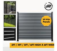 thisiswholesale.co.uk Aluminium Fencing Kit 3Ft/900mm H X 1.8M/6Ft L (2 Fence Posts/12 Slats Anthracite Grey 50mm) Black Concrete In Root Mounted