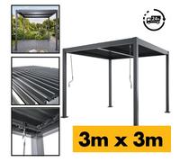thisiswholesale.co.uk Aluminium Pergola 3M X 3M - Anthracite Grey Ral 7016 With Adjustable Louvred Roof - Aluminium Patio Garden Screen Canopy (2.5M H)
