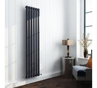 thisiswholesale.co.uk Vertical Radiator Anthracite Grey Ral7016 1600mm H X 600mm W Single Panel - Oval/round Columns -3644 Btu