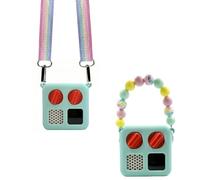 Thisness Silicone Case for Yoto Mini with Shoulder Strap and Silicone Bead Handle, Easy to Grab for Kids with Cute Color Options, Travel Adventure Jacket Cover Yoto Mini Accessories, Mint