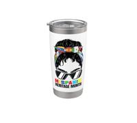 THispanic Heritage Month Messy Bun Latin Pride Flags Stainless Steel Insulated Tumbler