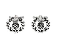 Thistle Cufflinks for Men - Onyx Art CK944 Premium Scottish Thistle Cuff Links, Formal Shirt Accessories for Scottish Heritage, Business Professionals & Formal Wear