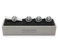 Thistle Cufflinks, Lapel Pin & Tie Bar Set for Men - Onyx Art CLT011 Premium Scottish Thistle Gift Set, Matching Scottish Heritage Accessories for Scots & Formal Wear